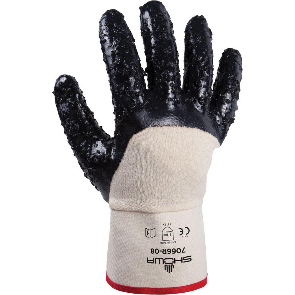 Work Gloves: SHOWA 7066R, Nitrile-Coated Nitrile/Cotton, General Purpose