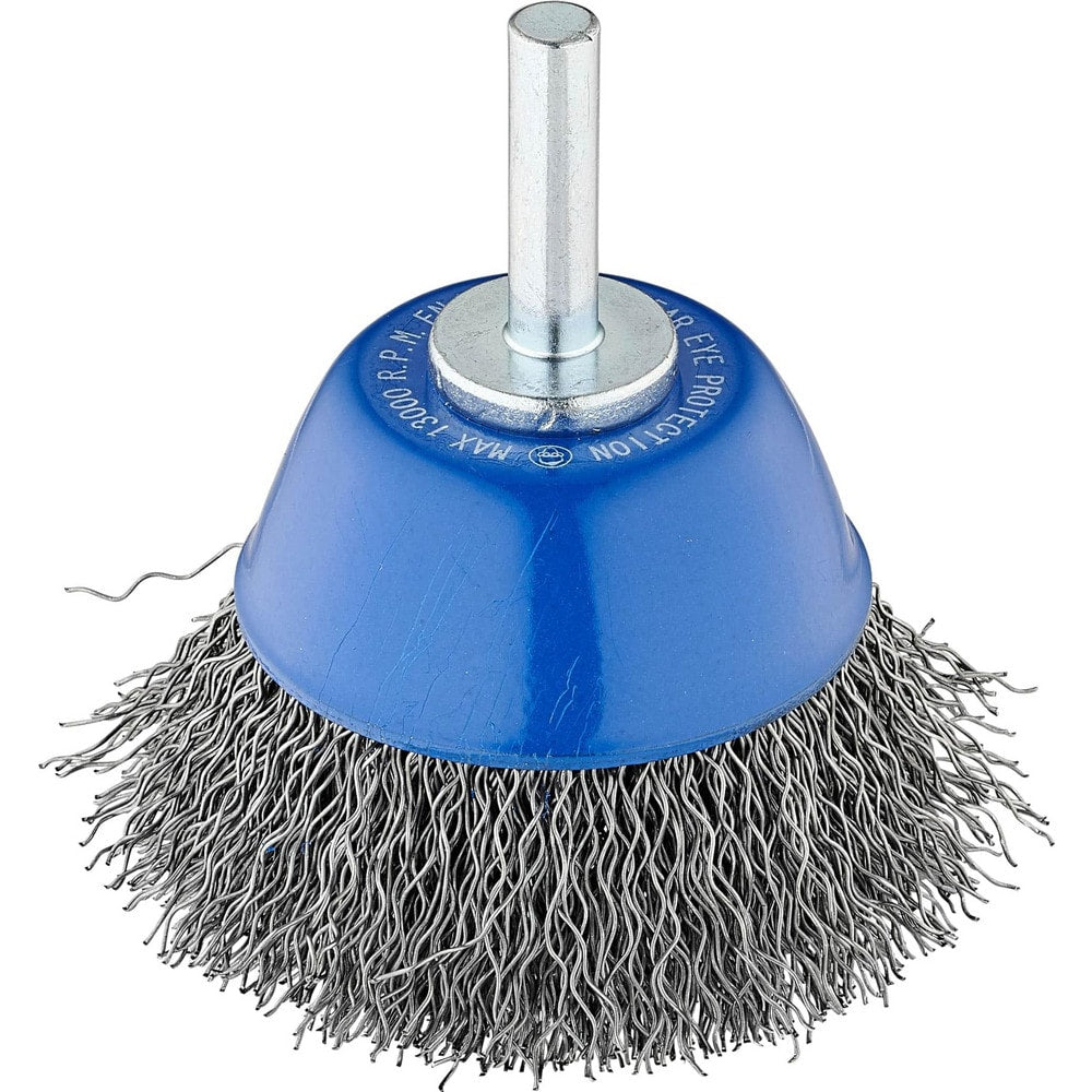 Cup Brush: 2" Dia, 0.0140" Wire Dia, Steel, Crimped