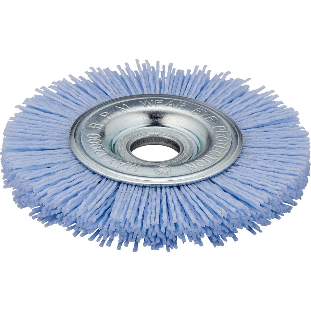 Wheel Brush: 3" Wheel Dia, 3/8" Face Width, 0.0400" Wire Dia,  Crimped