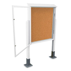 Enclosed Cork Bulletin Board: 48" Wide, 60" High, Cork, Natural Tan