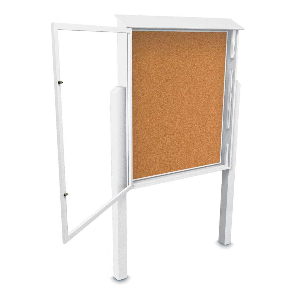 Enclosed Cork Bulletin Board: 48" Wide, 60" High, Cork, Natural Tan