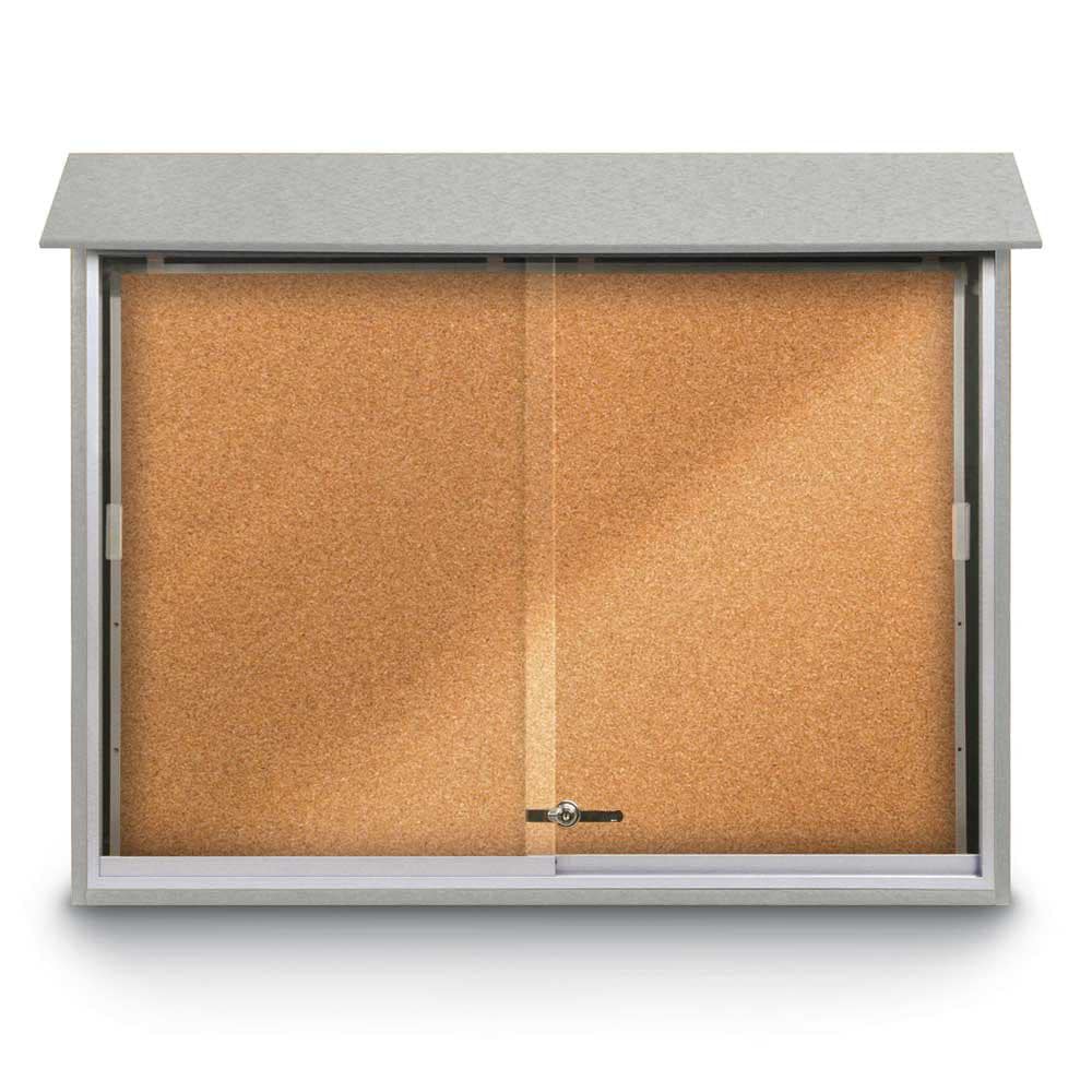 Enclosed Cork Bulletin Board: 45" Wide, 36" High, Cork, Natural Tan