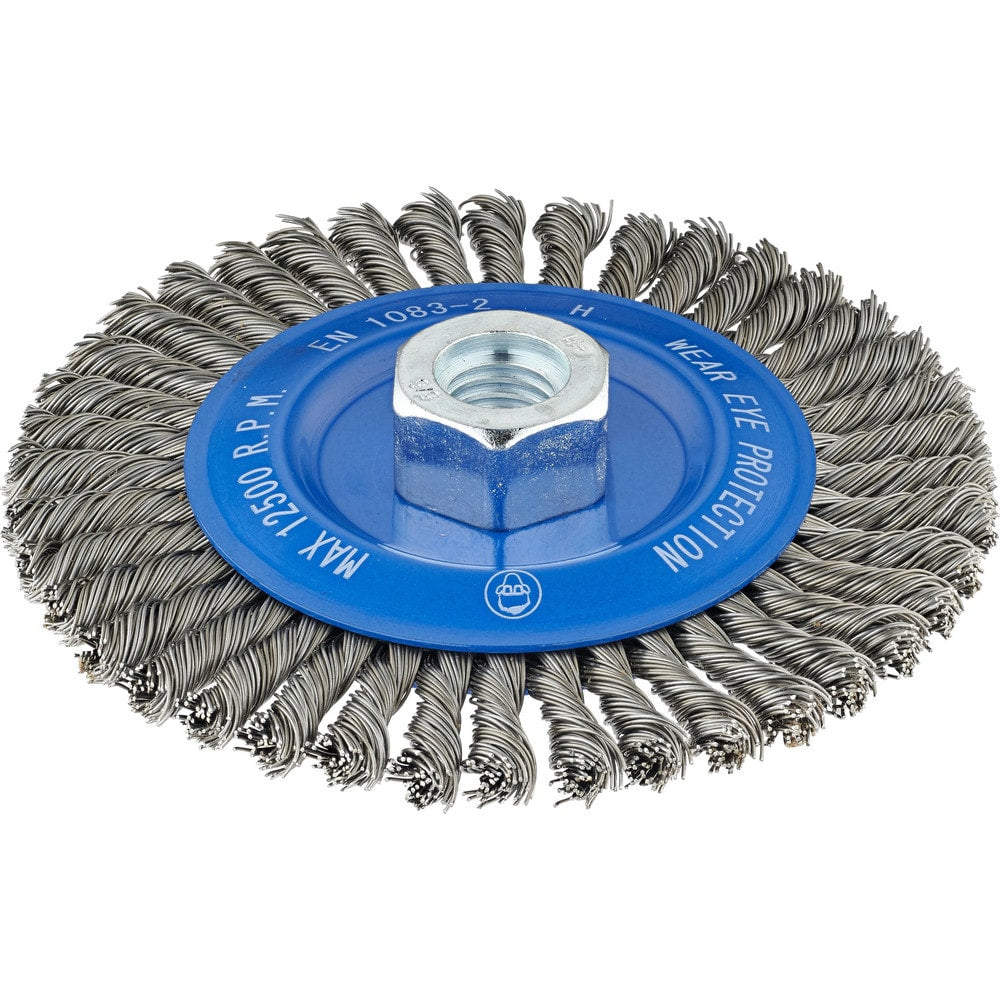 Wheel Brush: 4" Wheel Dia, 1/2" Face Width, 0.0200" Wire Dia,  Crimped