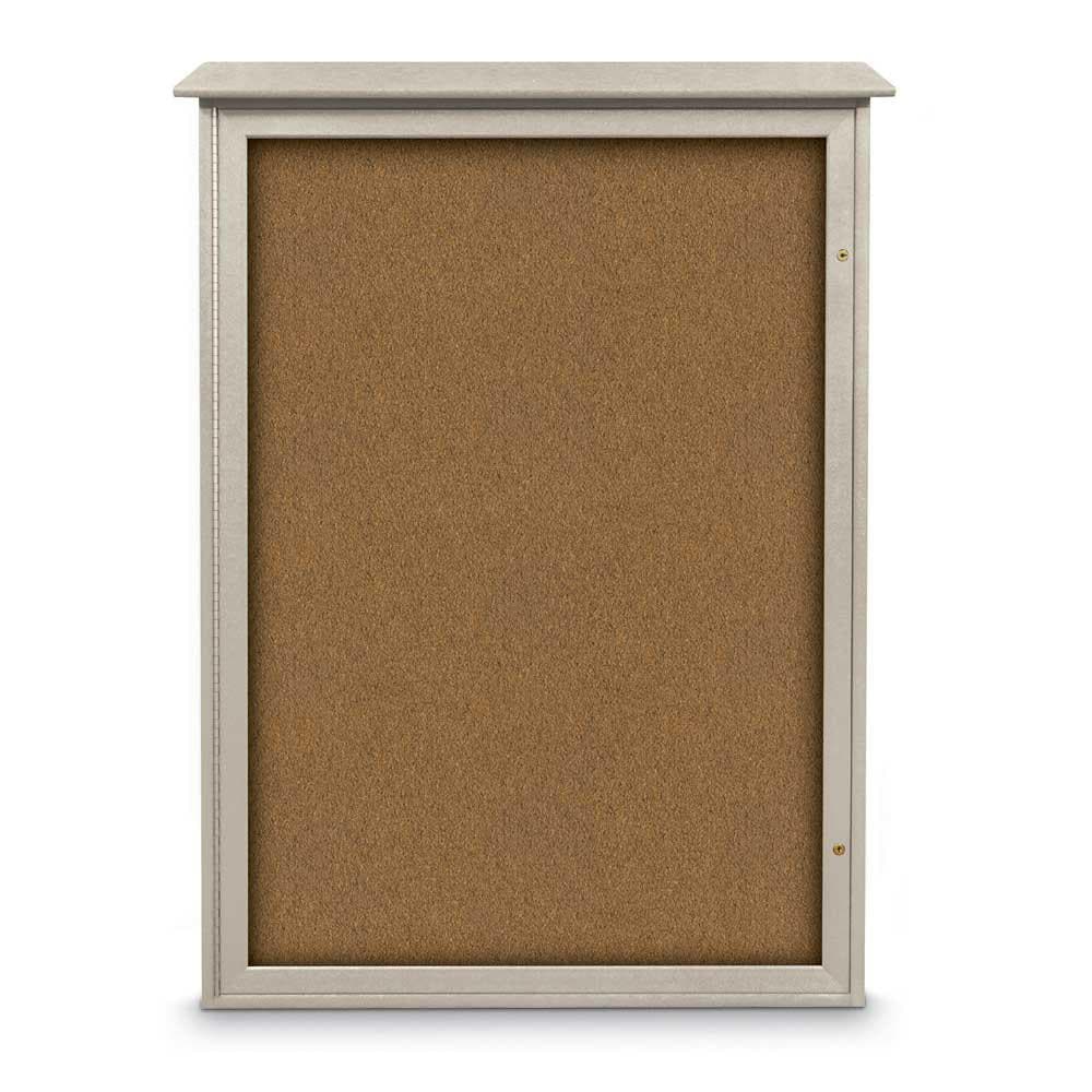 Enclosed Bulletin Board: 54" Wide, 38" High, Cork, Tan