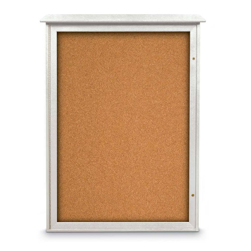 Enclosed Cork Bulletin Board: 54" Wide, 38" High, Cork, Natural Tan