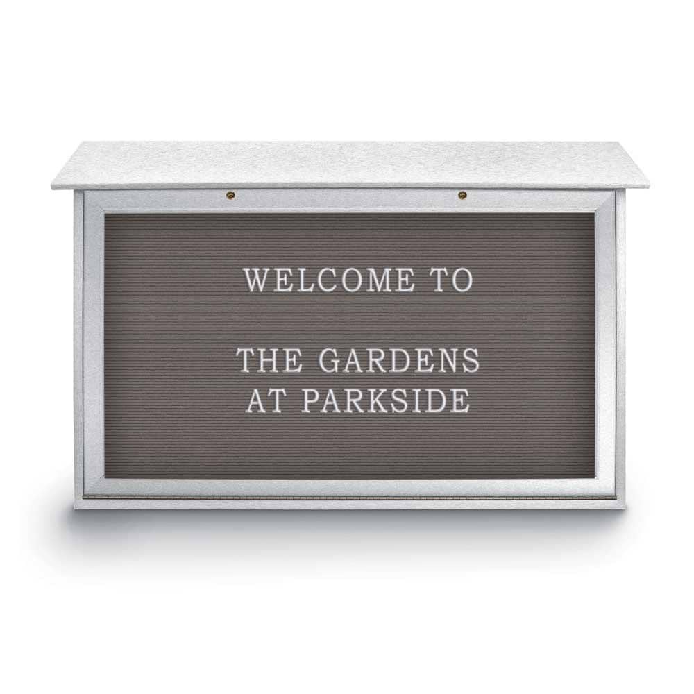 Enclosed Letter Board: 45" Wide, 30" High, Fabric, Gray