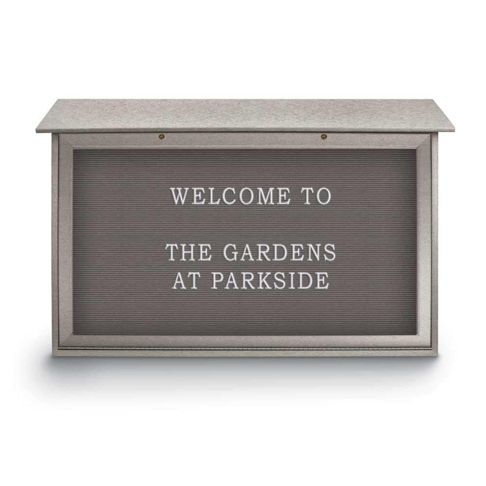 Enclosed Letter Board: 45" Wide, 30" High, Fabric, Gray