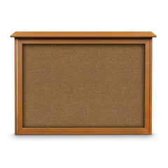 Enclosed Bulletin Board: 48" Wide, 36" High, Cork, Tan