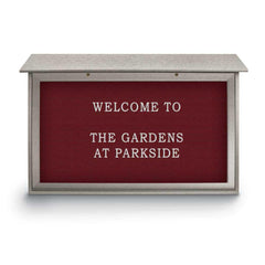 Enclosed Letter Board: 45" Wide, 30" High, Fabric, Berry