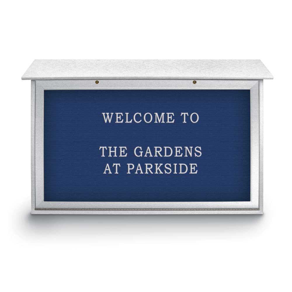 Enclosed Letter Board: 45" Wide, 30" High, Laminate, Blue