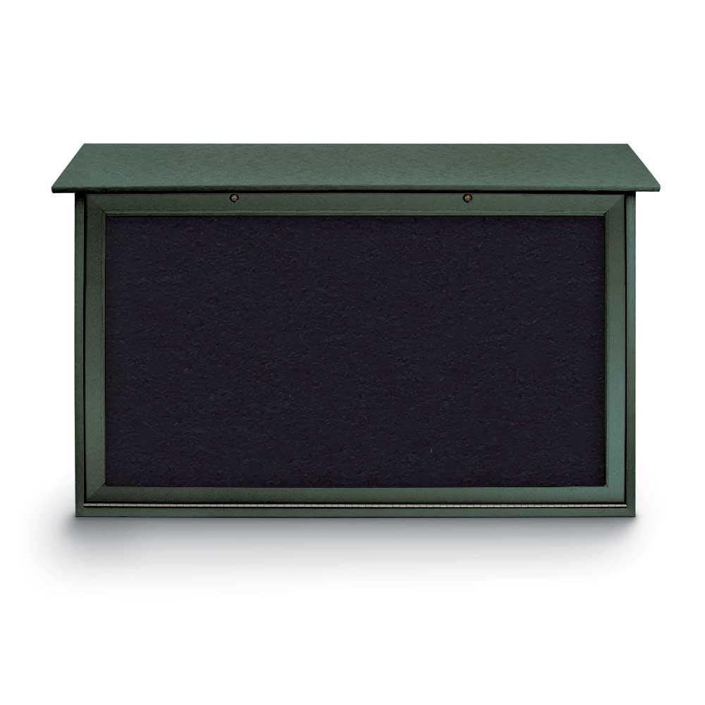 Enclosed Recycled Rubber Bulletin Board: 45" Wide, 30" High, Rubber, Black