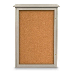 Enclosed Cork Bulletin Board: 48" Wide, 32" High, Cork, Natural Tan