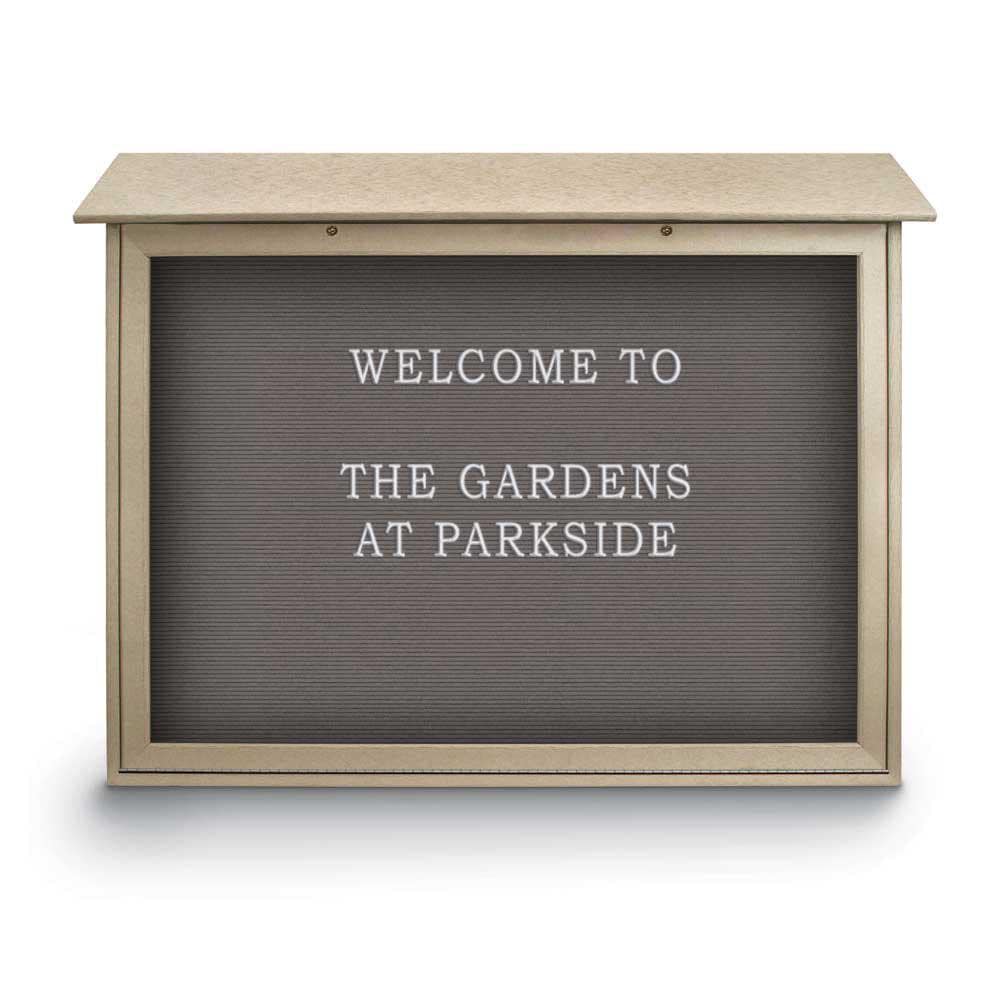 Enclosed Letter Board: 45" Wide, 36" High, Fabric, Gray