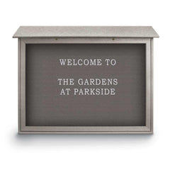 Enclosed Letter Board: 45" Wide, 36" High, Fabric, Gray