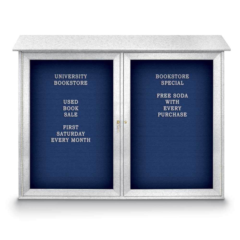 Enclosed Letter Board: 45" Wide, 36" High, Laminate, Blue