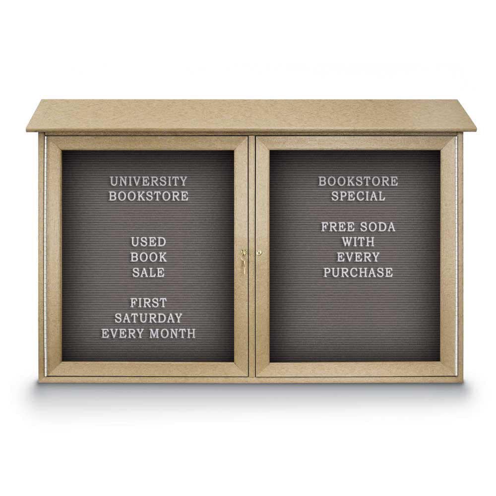 Enclosed Letter Board: 45" Wide, 30" High, Fabric, Gray