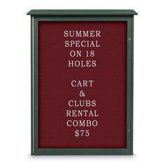 Enclosed Letter Board: 54" Wide, 38" High, Fabric, Berry