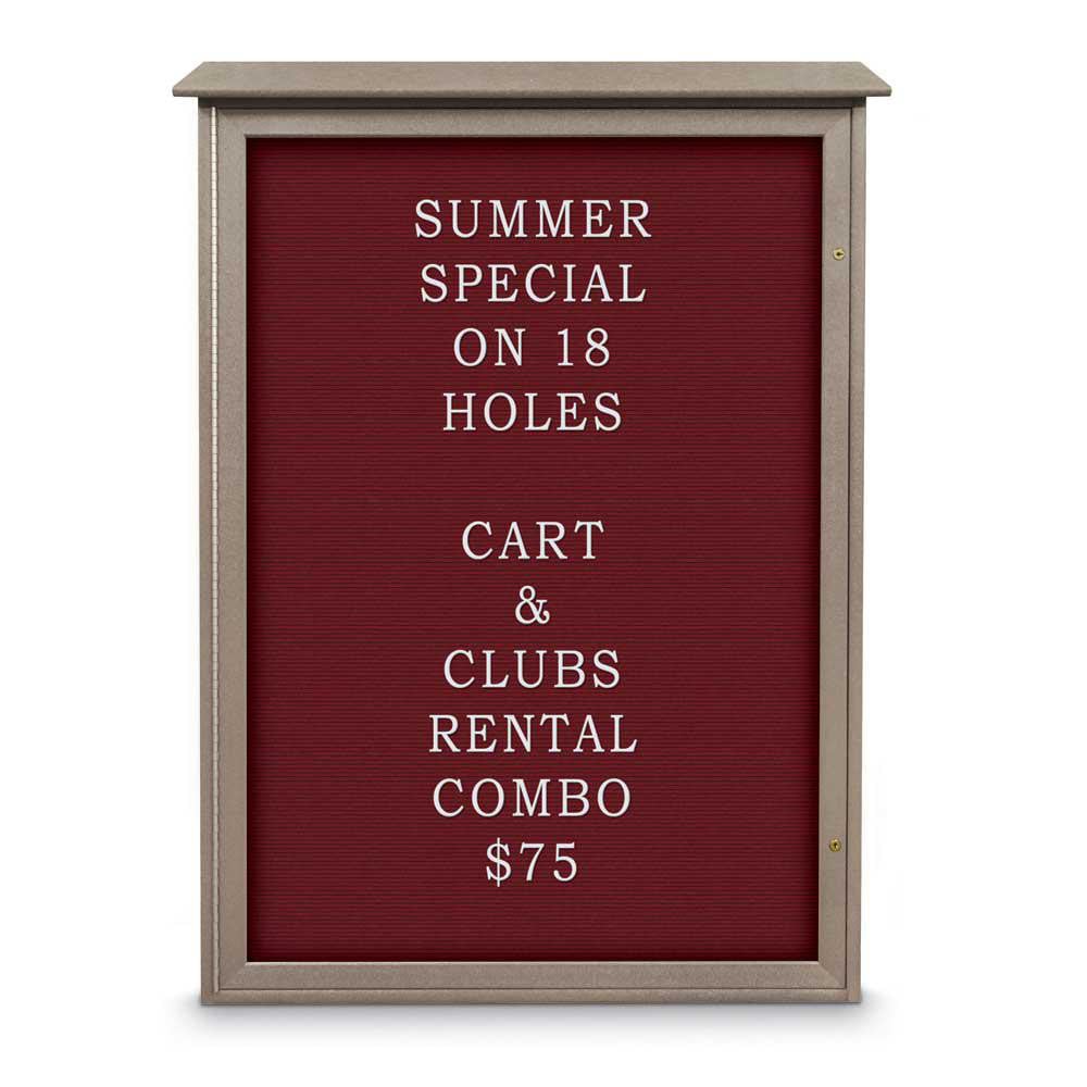 Enclosed Letter Board: 54" Wide, 38" High, Fabric, Berry