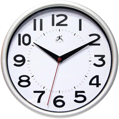 Office Wall Clocks; Clock Type: Dial; Display Type: Analog; Power Source: Battery; Clock Movement Control: Manual; Face Diameter: 7.25000; Face Color: White; Case Color: Silver; Digit Color: Black