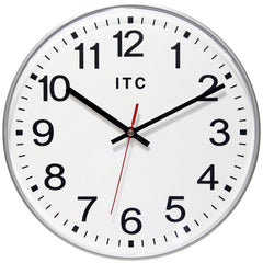 Office Wall Clocks; Clock Type: Dial; Display Type: Analog; Power Source: Battery; Clock Movement Control: Manual; Face Diameter: 11.2500; Face Color: White; Case Color: Silver; Digit Color: Black