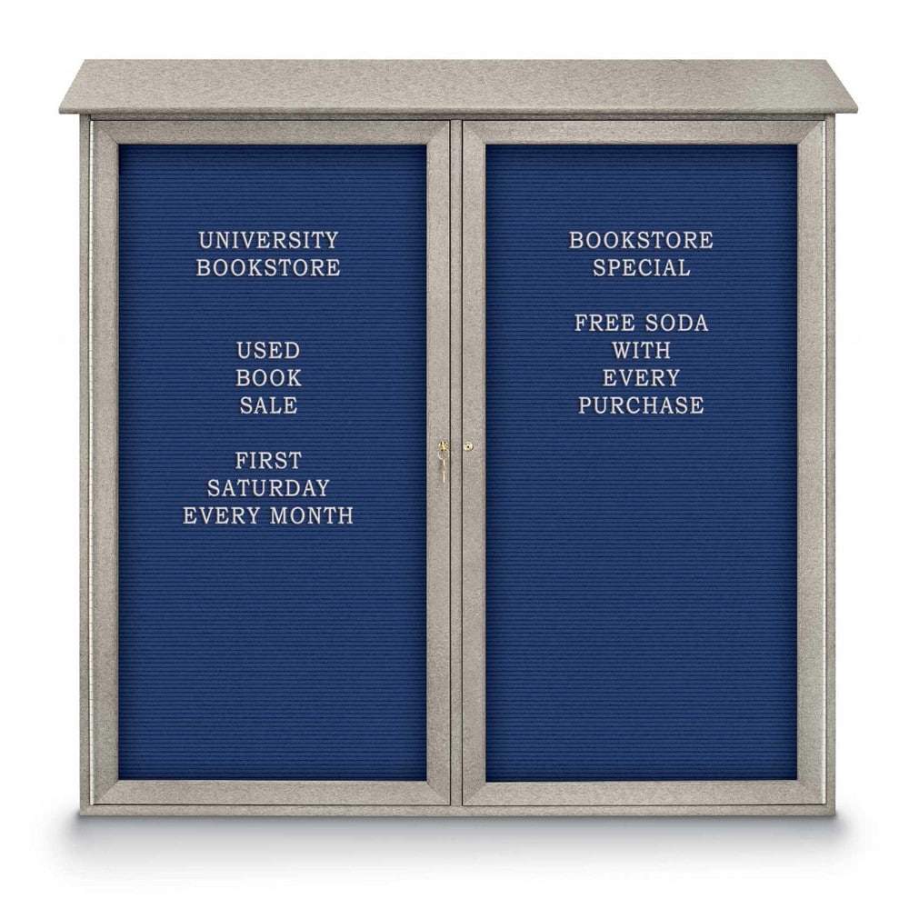 Enclosed Letter Board: 48" Wide, 48" High, Laminate, Blue