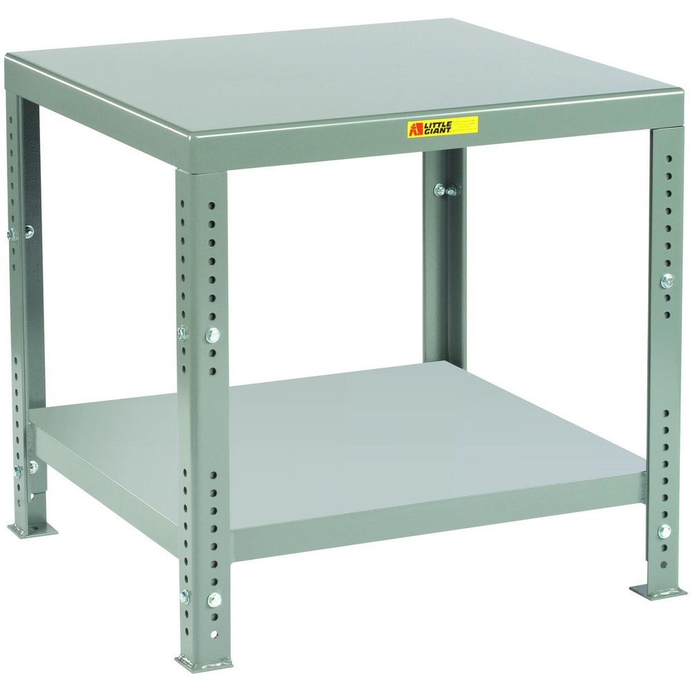 Work Table: 32" Wide, 26 to 40" High, Powder Coated, Steel Top, Steel Base, Gray