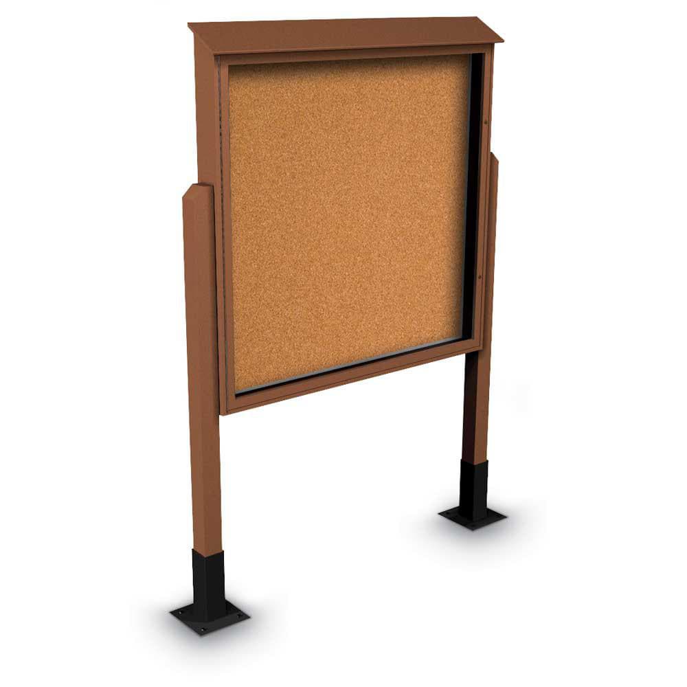 Enclosed Bulletin Board: 60" Wide, 60" High, Cork, Tan