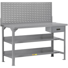 Heavy-Duty Use Workbench: 48" Wide, 30" Deep, 36" High, Powder Coated, Steel Top, Gray