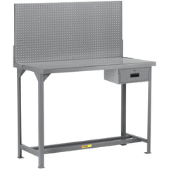 Heavy-Duty Use Workbench: 60" Wide, 24" Deep, 60" High, Powder Coated, Steel Top, Gray