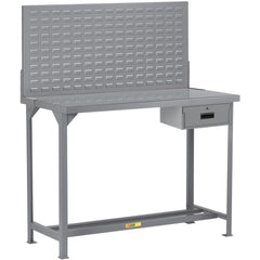 Heavy-Duty Use Workbench: 72" Wide, 36" Deep, 60" High, Powder Coated, Steel Top, Gray