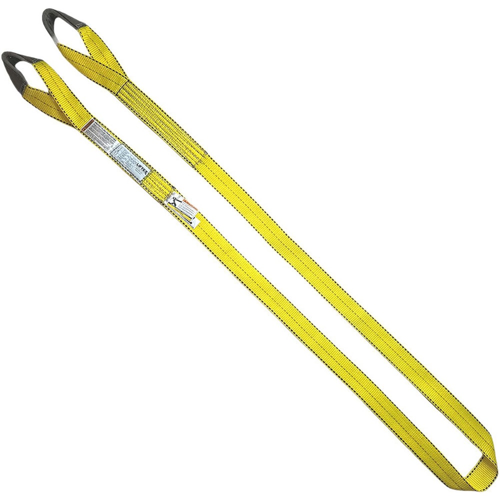 Twisted Eye & Eye, Type 4 Web Sling: 3' Long, 2" Wide, 3200 lb Vertical Capacity, Polyester