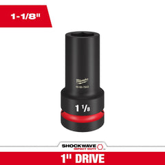 Impact Socket: 1" Drive, 1-1/8" Socket, Hex Drive