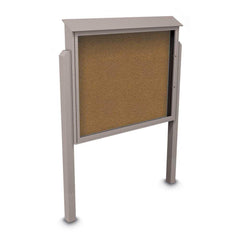 Enclosed Bulletin Board: 60" Wide, 48" High, Cork, Tan