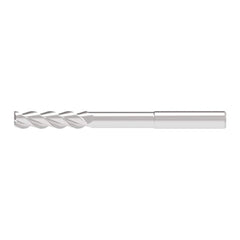 Corner Chamfer End Mill: 3.00 mm Dia, 12.50 mm LOC, 3 Flute, 0.10 mm Chamfer Width, Solid Carbide