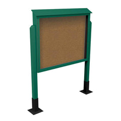 Enclosed Bulletin Board: 60" Wide, 48" High, Cork, Tan