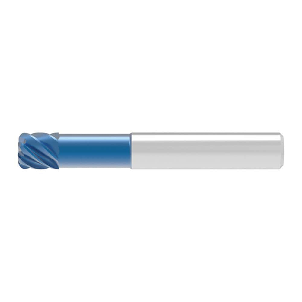 Corner Radius End Mill: 16.00 mm Dia, 16.00 mm LOC, 2.00 mm Radius, 6 Flute, Solid Carbide