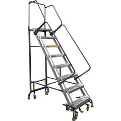 Rolling Ladder: 110" Platform, 450 lb Capacity, 11 Step, 33-1/2" Base Width