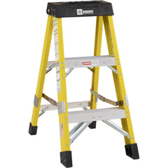 2 Step Fiberglass Foldable Step Ladder: Type IAA 375 lb Capacity 3' Height