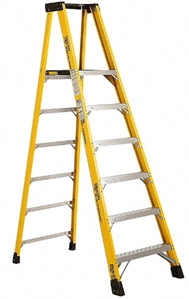 2 Step Fiberglass Step Ladder: 375 lb Capacity