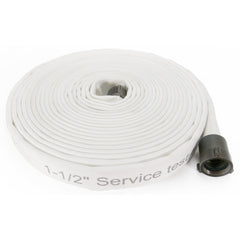 Double Jacket Fire Hose: 1-1/2" ID, 50' Long, Polyester, White