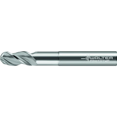 Ball End Mill: 1" Dia, 1-1/2" LOC, 3 Flute, Solid Carbide