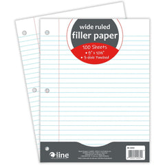 Note Pads, Writing Pads & Notebooks; Product Type: Wide Ruled Filler Paper; Paper Color: White; Style of Rule: Wide; Binding Location: Side