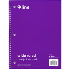 Note Pads, Writing Pads & Notebooks; Product Type: Wide Ruled Spiral-Notebook; Paper Color: White; Style of Rule: Wide; Cover Color: Purple; Binding Location: Side