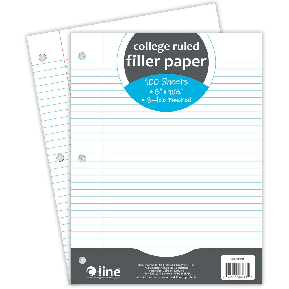 Note Pads, Writing Pads & Notebooks; Product Type: College Ruled Filler Paper; Paper Color: White; Style of Rule: College; Binding Location: Side