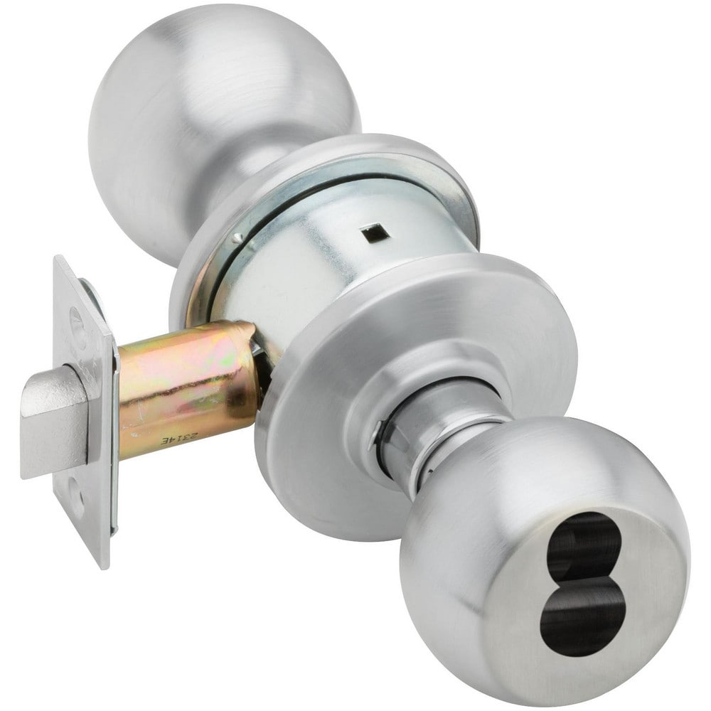 Knob Locksets; Type: Classroom; Key Type: Keyed Different; Material: Metal; Finish/Coating: Satin Chrome; Compatible Door Thickness: 1-3/8" to 1-7/8"; Backset: 2.375; Lockset Grade: Grade 2