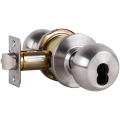 Knob Locksets; Type: Entrance; Key Type: Keyed Different; Material: Metal; Finish/Coating: Satin Stainless Steel; Compatible Door Thickness: 1-3/8" to 1-3/4"; Backset: 2.375; Lockset Grade: Grade 2