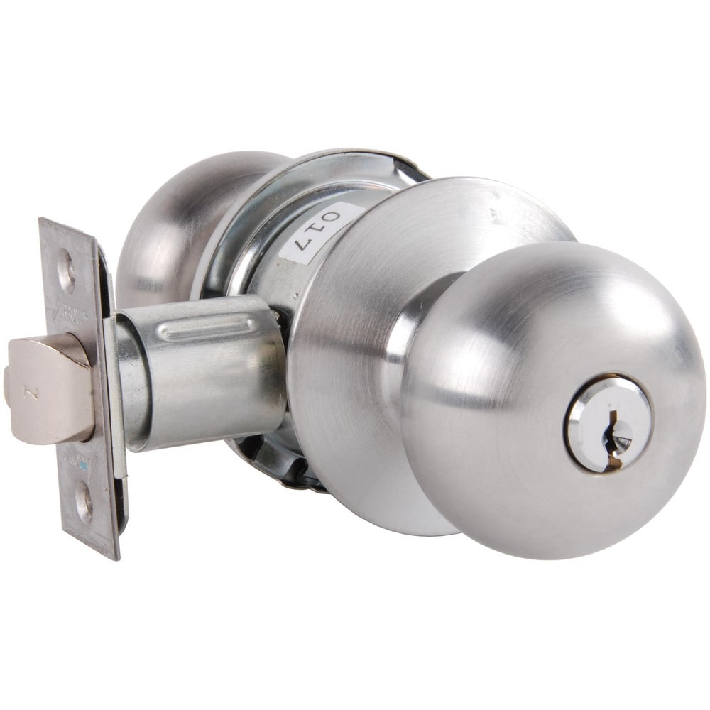 Knob Locksets; Type: Entrance; Key Type: Keyed Different; Material: Metal; Finish/Coating: Satin Chrome; Compatible Door Thickness: 1-3/8" to 1-3/4"; Backset: 2.75; Lockset Grade: Grade 2