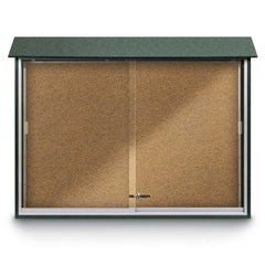 Enclosed Bulletin Board: 52" Wide, 40" High, Cork, Tan