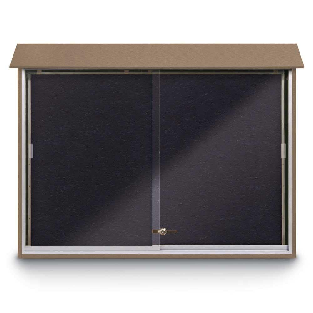 Enclosed Recycled Rubber Bulletin Board: 52" Wide, 40" High, Rubber, Black