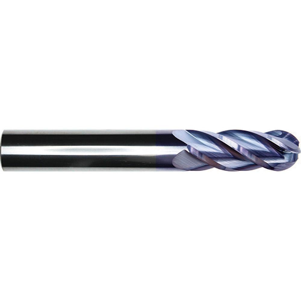 Ball End Mill: 5/8" Dia, 3/4" LOC, 4 Flute, Solid Carbide